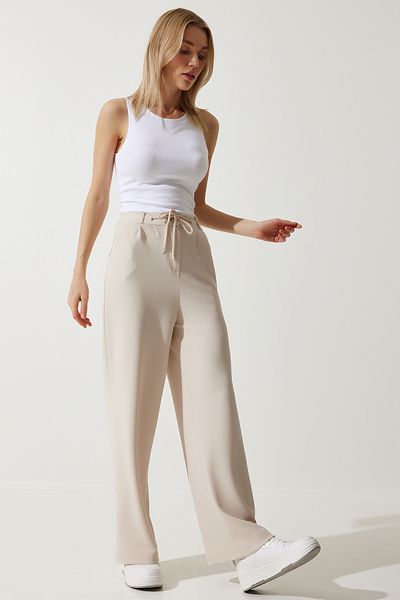 Lovelyİstanbul Cream Color Wide Leg Sweatpants - Lrv0085