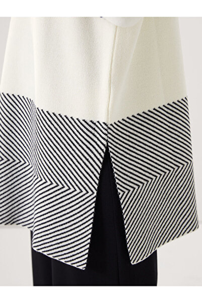 LC Waikiki Ecru Mock Neck Patterned Long Sleeve Women's Knitwear Tunic