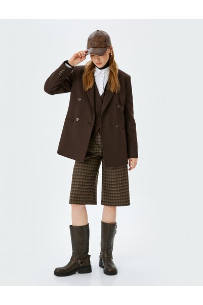 Koton Brown Women's Plaid Pants