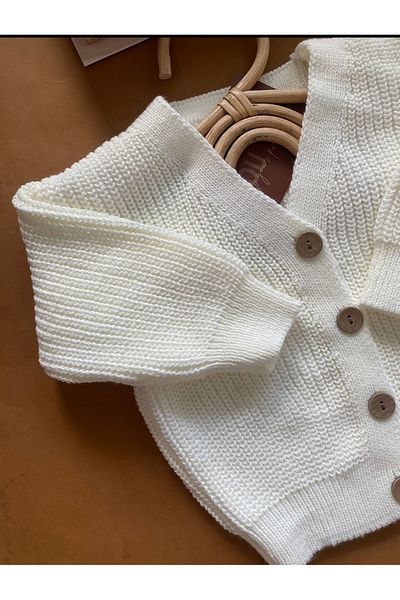 minibonclub Tricotaj unisex cu nasturi Cardigan pentru bebelusi si copii