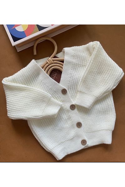 minibonclub Tricotaj unisex cu nasturi Cardigan pentru bebelusi si copii