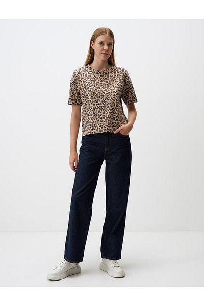 Jimmy Key Brown Crew Neck Leopard Print Blouse