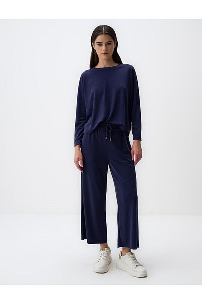 Jimmy Key Navy Blue Wide Leg Comfortable Jogger Trousers