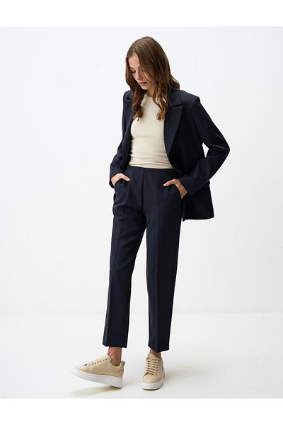 Jimmy Key Navy Blue High Waist Short Fabric Trousers
