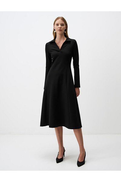 Jimmy Key Black Straight Cut Polo Neck Knitted Dress