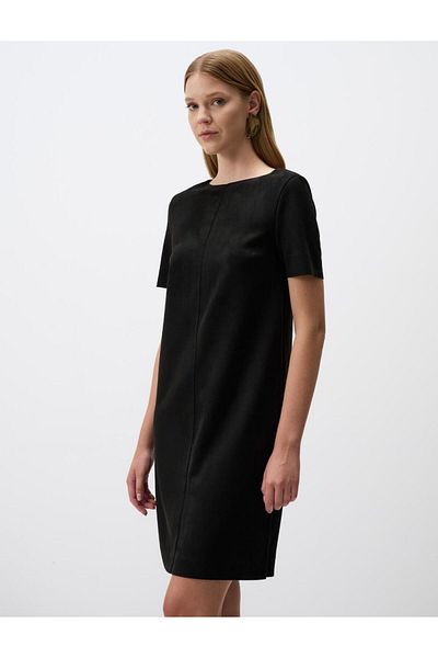 Jimmy Key Black Round Neck Short Sleeve Mini Dress