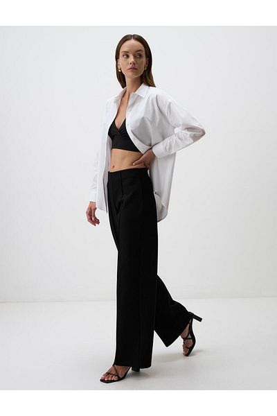 Jimmy Key Black Wide Leg High Waist Casual Pants