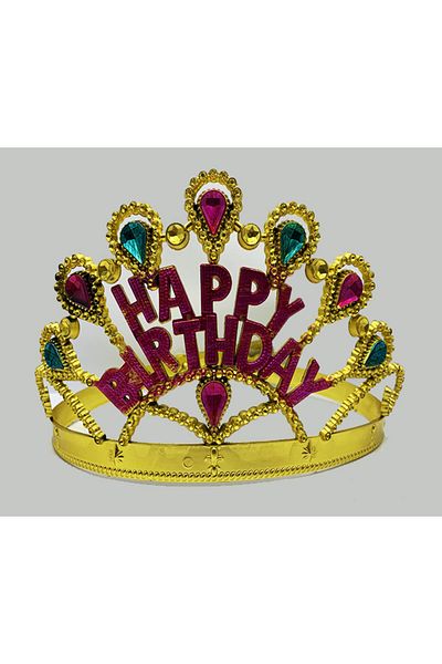 Minerva New Dr Gold Color Happy Birthday Written Birthday Crown 60 cm (4172) Campaign