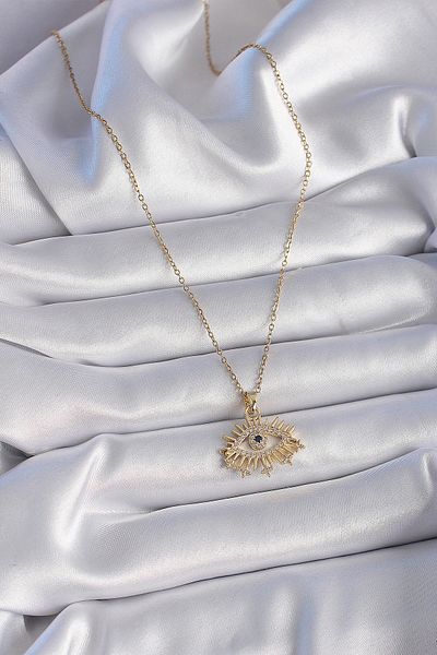 Skygo 316L Steel Gold Color Zircon Stone Eye Model Women's Necklace - Tj-Bko9435