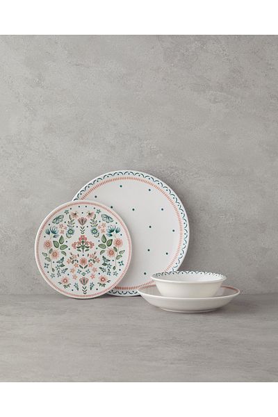 English Home Enola Green Ceramic Dinnerware Set - 16 Pieces, 4 People