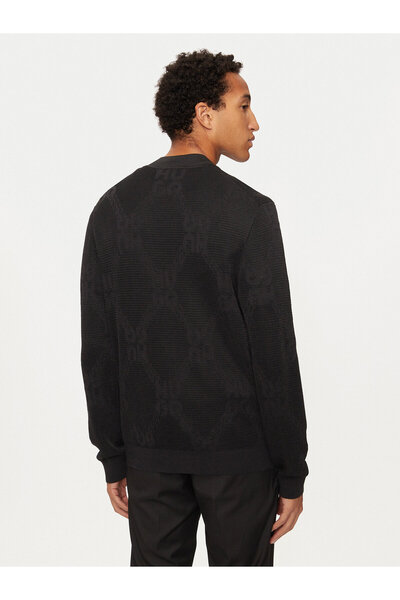 HUGO Men's Regular Fit Crew Neck Casual Long Sleeve Black Sweatshirt 50527219 -001