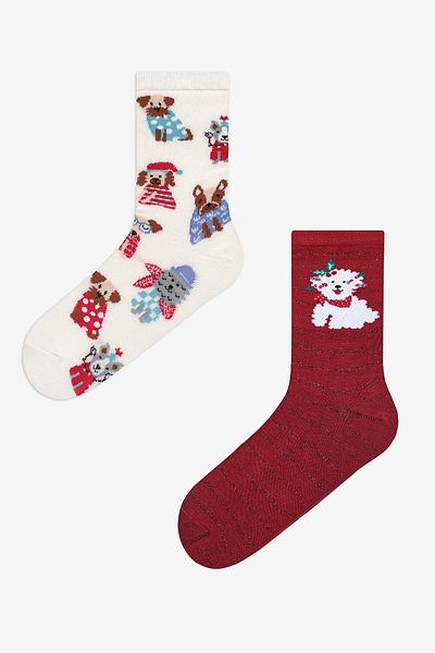 Penti New York Puppy 2-Piece Red and White Socks