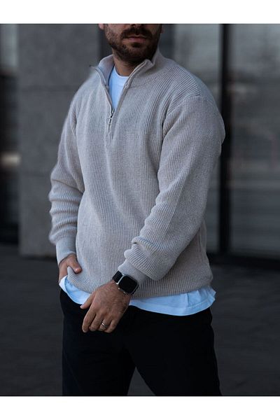 SR MEN'S TRIKO HALF ZIPPERED SWEATER