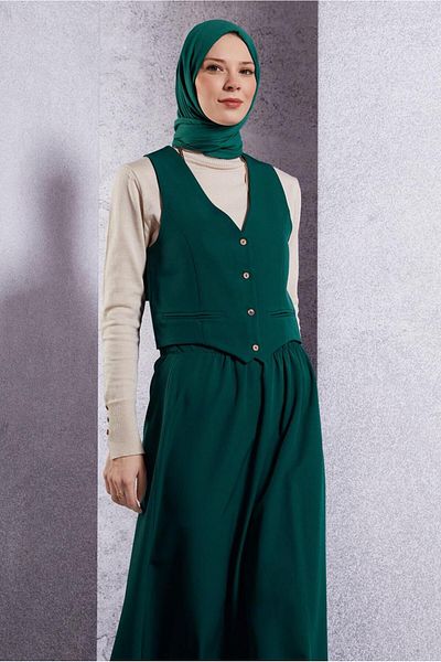 TRENDTESETTÜR Women's Green Emerald Vest and Skirt Set - t 3637