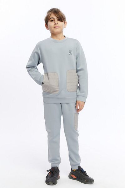 XO Kids Lace-Up Elastic Waist Multi-Pocket Boys' Tracksuit Set 5-14 Years 5012