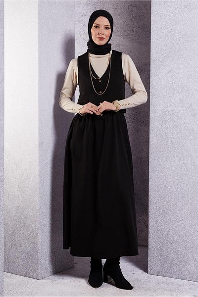 TRENDTESETTÜR Women's Skirt Suit with Black Vest - t 3637