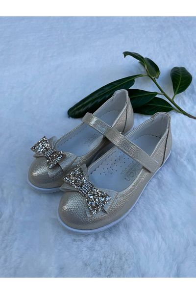 SAYUKER SHOP Gold Color Gold Glitter Butterfly Bow Children's Orthopedic Party Shoes