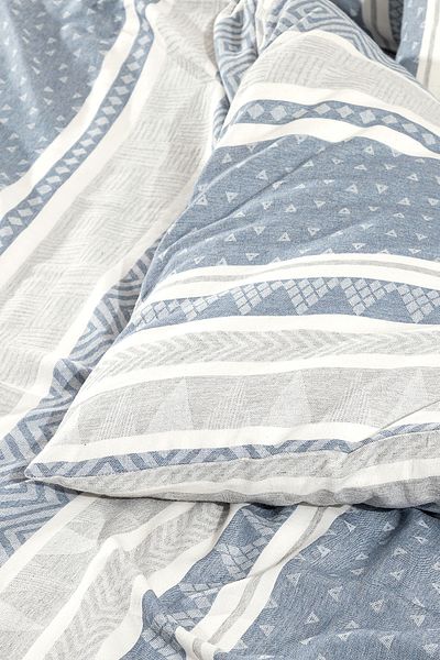Madame Coco Semnoz Single Jacquard Duvet Cover Set - Grey/Navy
