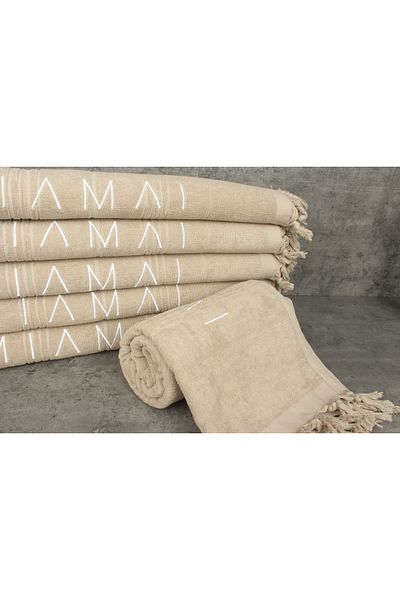 Kayra Export منشفة مقاس 90 × 180 سم، منشفة شاطئ خفيفة الوزن مطرزة من جانب واحد