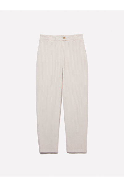 Sisley Kadın Bej Arkası Elastik Belli Kadife Pantolon