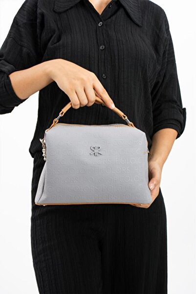 ImPolo Selin GreyTaba Geantă de umăr și crossbody pentru femei cu imprimeu Ti...