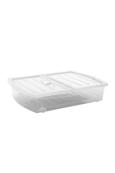 Keter Spinning Box XL - 56L Transparent Storage Container with Slim Design