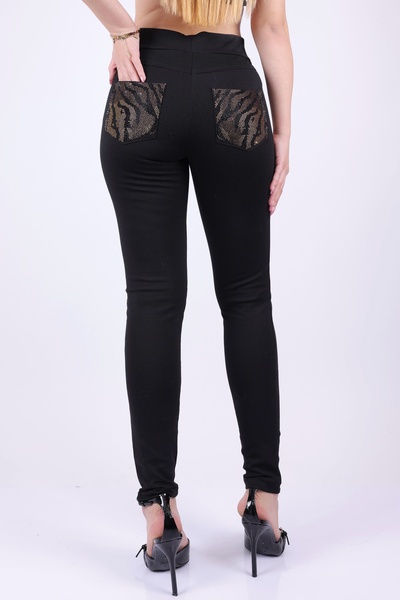 RICH GLAM الصلب النسيج تجميع ليوبارد كريستال حجر ليكرا سميكة المرأة طماق Pant...