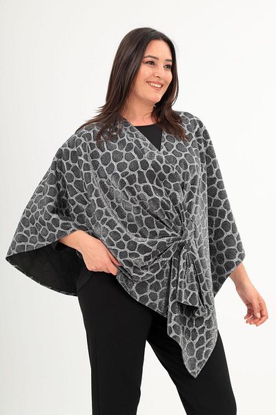 Trend42plus Zebra Patterned Glitter Shawl Poncho