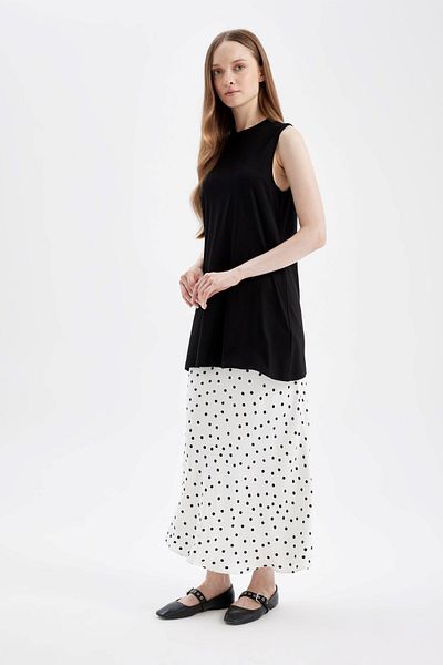 DeFacto A-Linie, hohe Taille, gepunktet, gemustert, lang/Maxi-Länge, 100 % Satin-Rock D3905axns