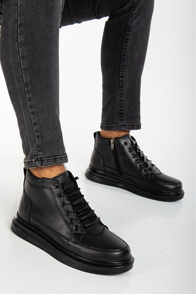 MY GROSS SHOES Black Water & Cold Resistant Guaranteed Smart Lace Zippered Winter Men's Boots