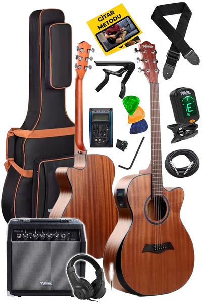 Maxword M450-eq-amp Profesyonel Masif Ağaç Amfili Elektro Akustik Gitar Seti ...