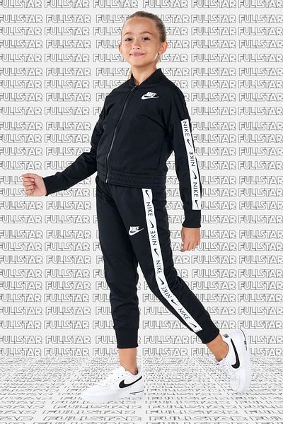 Nike Sportswear Tracksuit Black Girl's Tracksuit Set Black White
