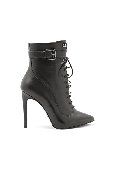Vario Γυναικείες μπότες με κορδόνια με αγκράφα σε μαύρο χρώμα (ΜΑΥΡΟ)