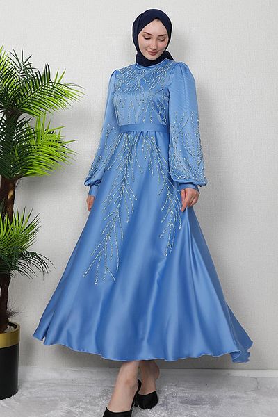 GİZ AGİYİM Βραδινό φόρεμα Blue Steaming Stone