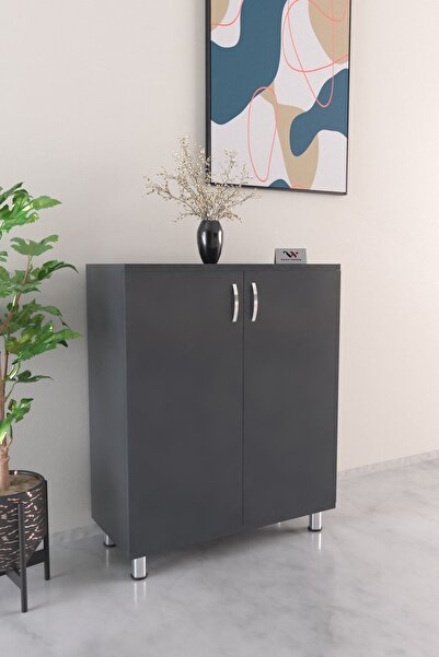 Victor Vallery 4 Raflı 2 Kapaklı Ayakkabı Dolabı Antre Hol Çok Amaçlı Ayakkabılık Antrasit