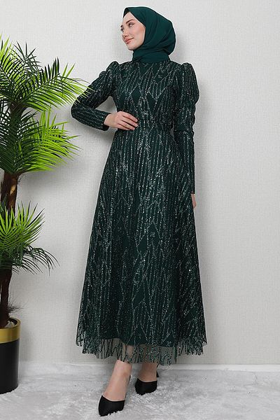 GİZ AGİYİM Βραδινό φόρεμα με σμαραγδένιο Elisa Hijab