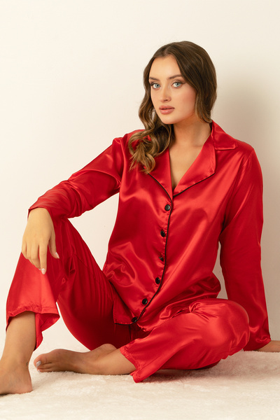 Doremi Σετ μακρυμάνικη σατέν πιτζάμες νέας σεζόν (1 τεμάχιο οικονομικό)