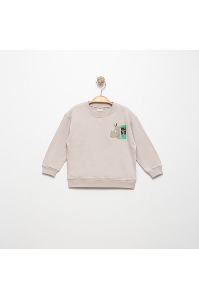 Divonette Long Sleeve Printed Sweatshirt - Crew Neck and Back Rhino