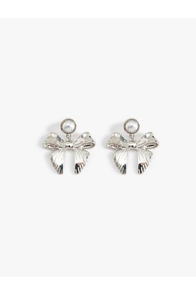 Koton Pearl Detailed Dangle Bow Earrings