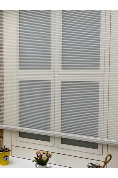 YAZAR HOME Çift Mekanizmalı Zincir Desenli Tül+Stor Perde