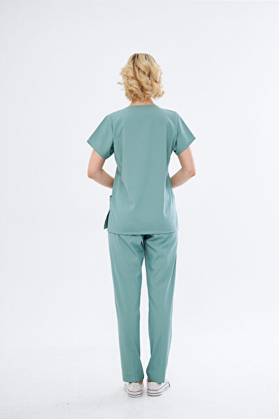 Class Üniforma Çağla Yeşili Likralı Unisex Yarasa Kol Doktor Ve Hemşire Forması Scrubs Cerrahi Takım