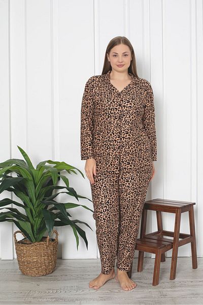 Asel Σετ πιτζάμες με κουμπιά Leopard με κουμπιά