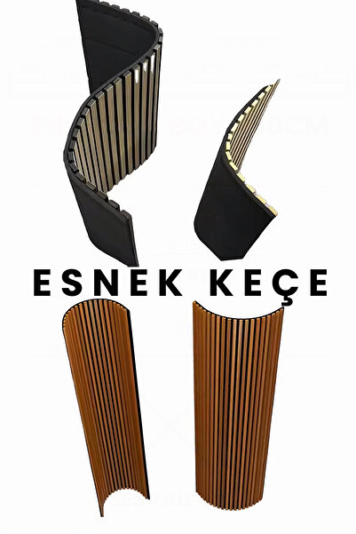 DETAYPOLİURETAN 8mm Mdf Ahşap Akustik Duvar Kaplama Paneli 100x280 Cm - Siyah (8mm mdflam-4mm keçe)