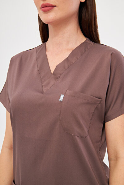 Class Üniforma Kahverengi Likralı Unisex Medikal Hemşire Ve Doktor Üniforması Önlük Cerrahi Giyim Takım