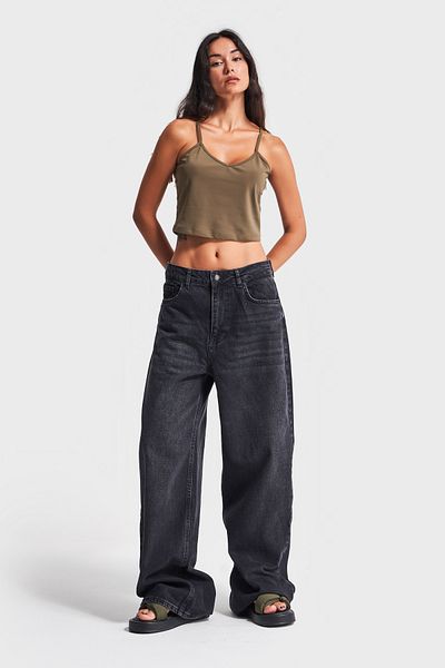 its basic Women's Dark Smoked Jeans - Super Baggy Fit, 100% Cotton Denim 2W41