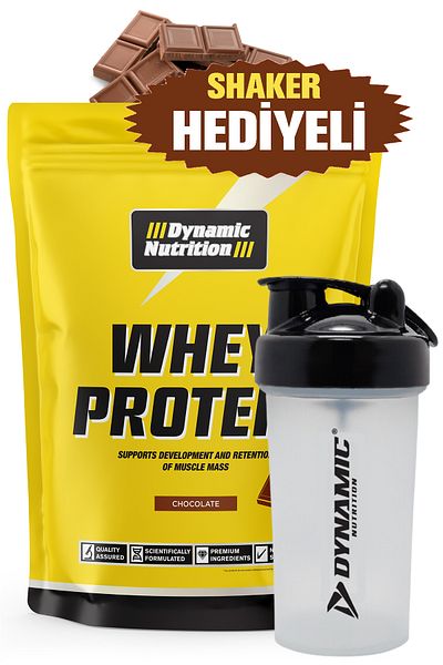 Dynamic Nutrition High Protein Whey Protein Powder - 420 g - Chocolate Flavored Shaker Gift - 14 Serving