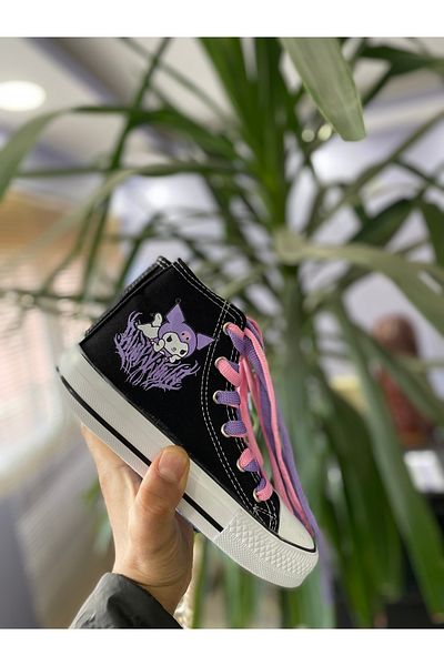 STARYOU STORE Adidași de in negru - Imprimat Kurumi, talpă ortopedică, pantofi sport înalți