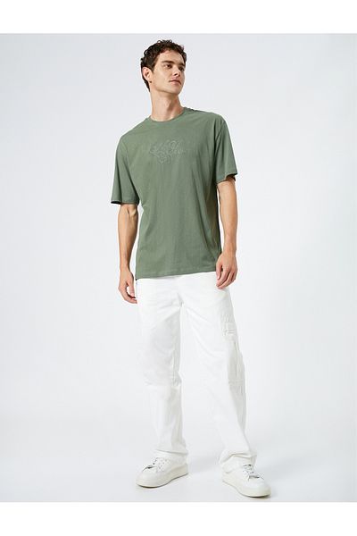 Koton Κεντημένο T-Shirt Relax Fit Crew με κοντό μανίκι
