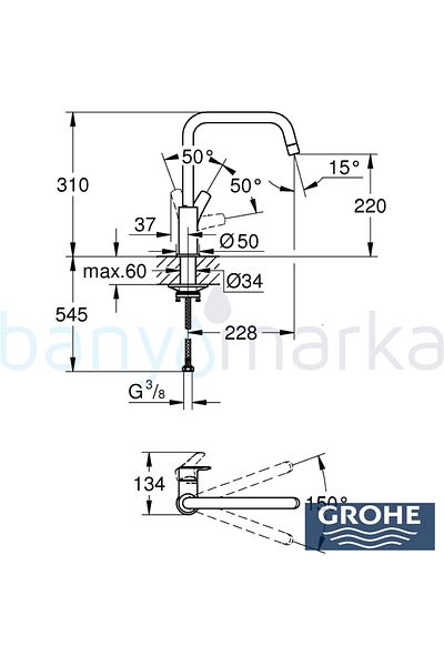 Grohe Eurosmart Swan Tubular Sink Faucet, Matte Black - 305672430