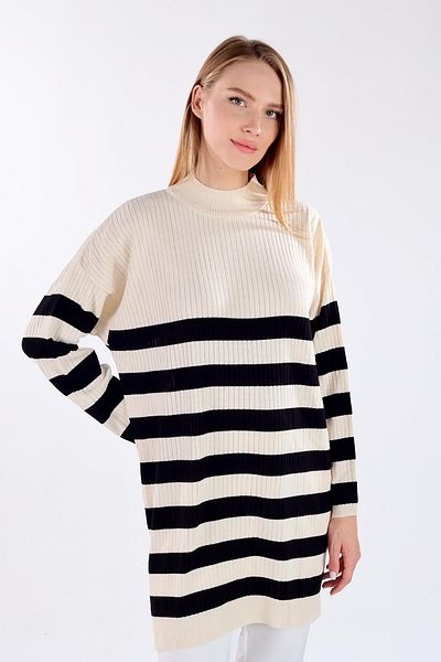 Rays Ecru 5330 Striped Knitwear Tunic
